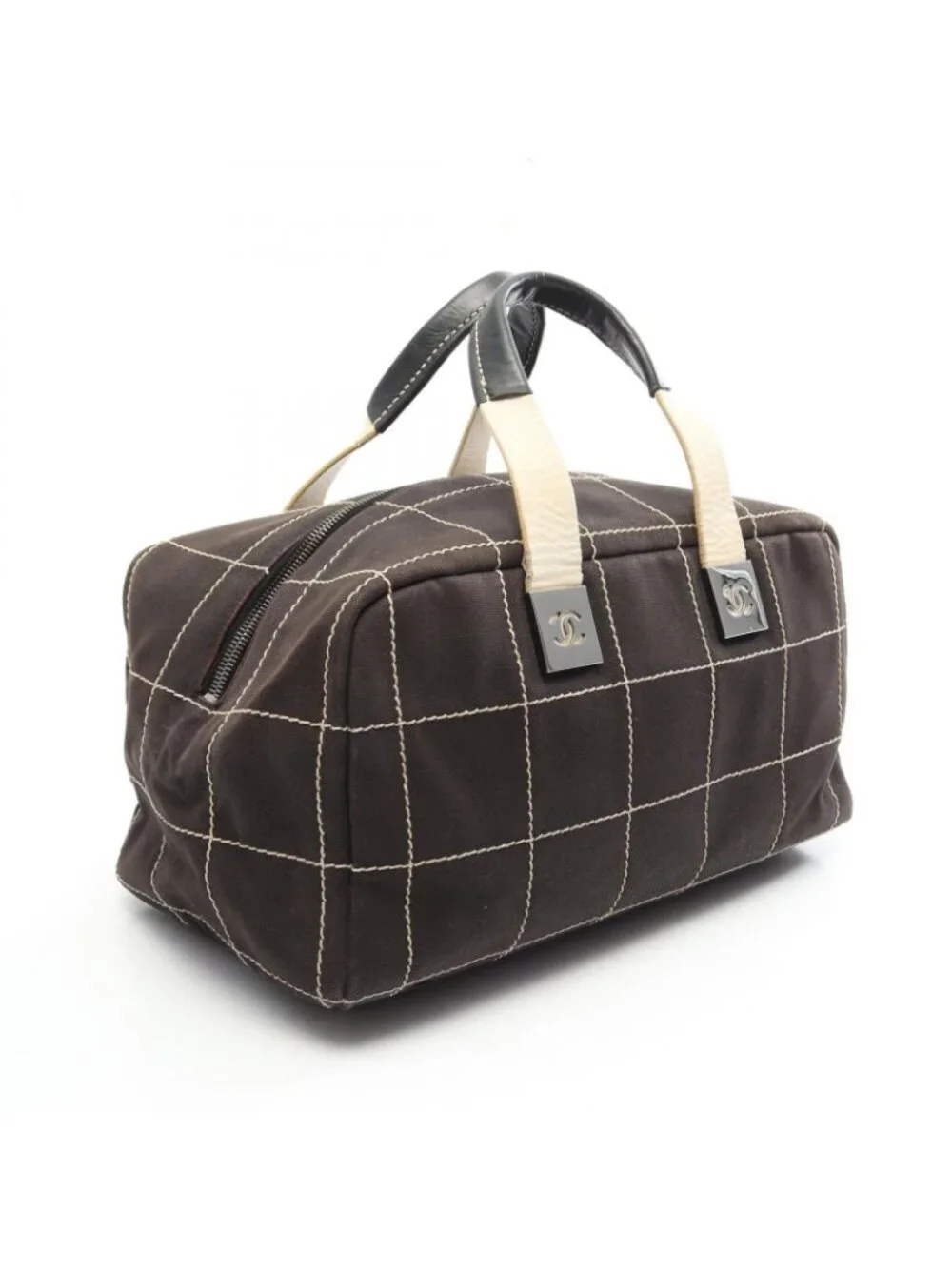Chanel Choco Bar Black Leather Boston Bag